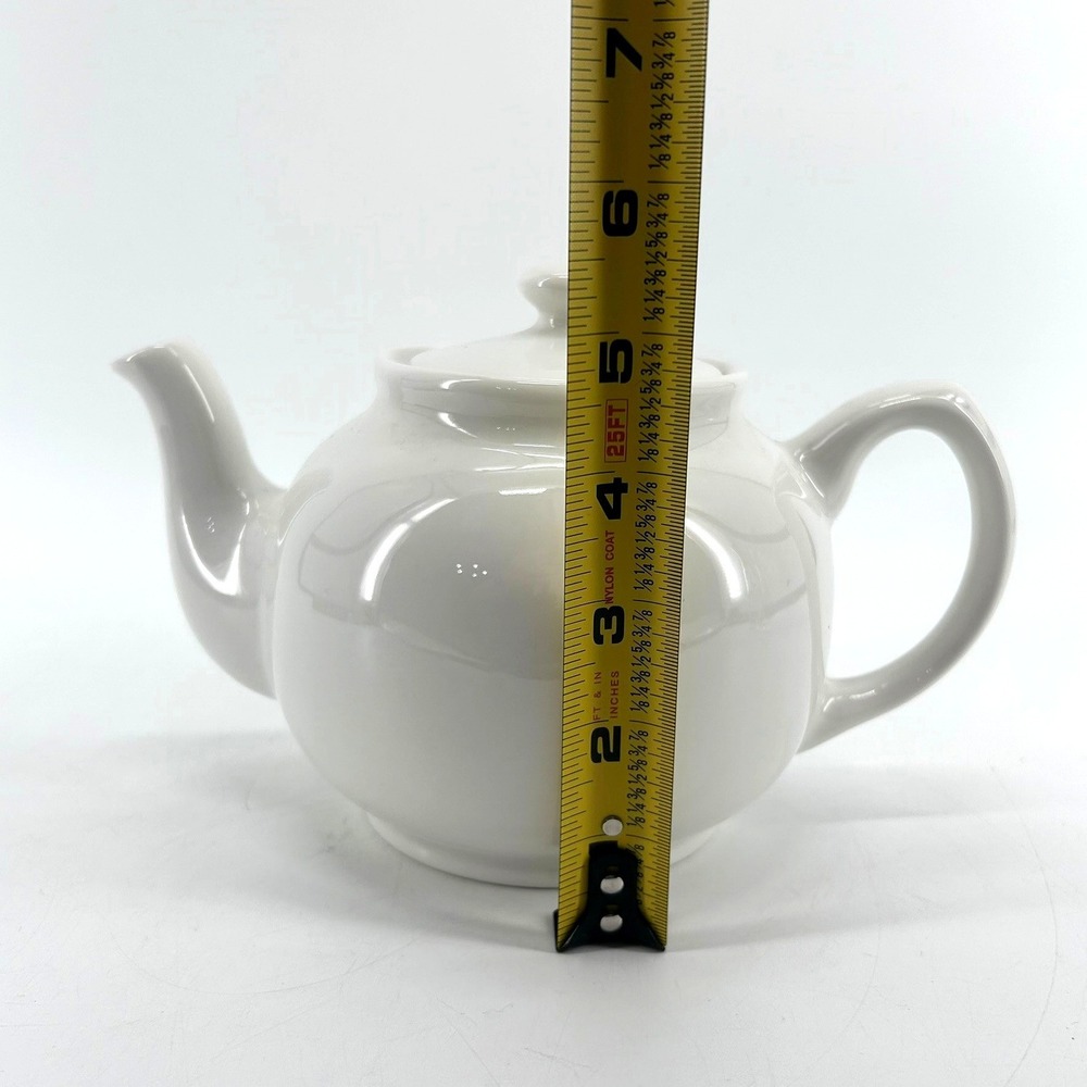 Crate & Barrel Duchess White Stoneware Teapot 38 Oz Simple Classic Round Design - Picture 10 of 10